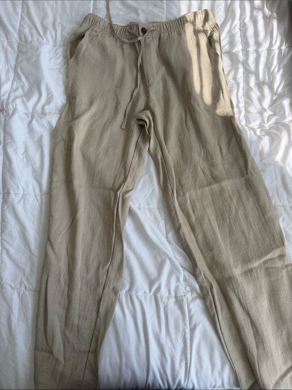 H&M Men's Relaxed Drawstring Chinos - Beige
